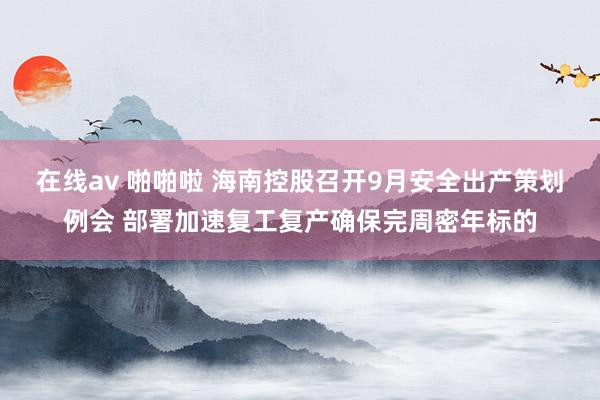 在线av 啪啪啦 海南控股召开9月安全出产策划例会 部署加速复工复产确保完周密年标的