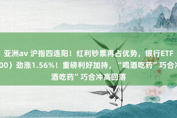 亚洲av 沪指四连阳！红利钞票再占优势，银行ETF（512800）劲涨1.56%！重磅利好加持，“喝酒吃药”巧合冲高回落