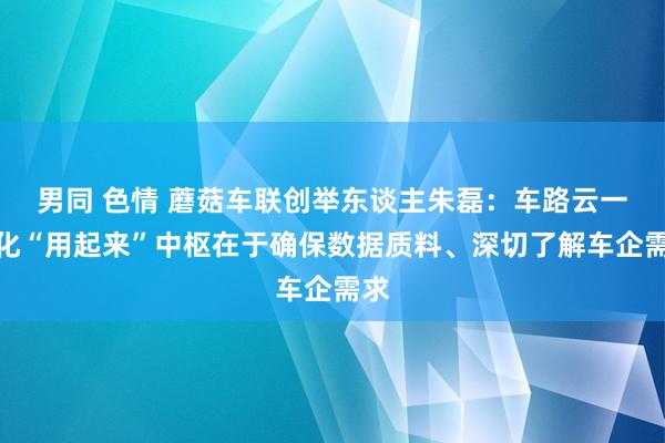 男同 色情 蘑菇车联创举东谈主朱磊：车路云一体化“用起来”中枢在于确保数据质料、深切了解车企需求