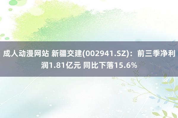 成人动漫网站 新疆交建(002941.SZ)：前三季净利润1.81亿元 同比下落15.6%