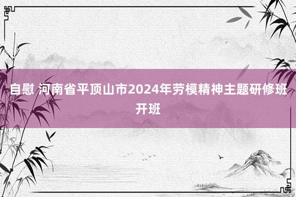 自慰 河南省平顶山市2024年劳模精神主题研修班开班