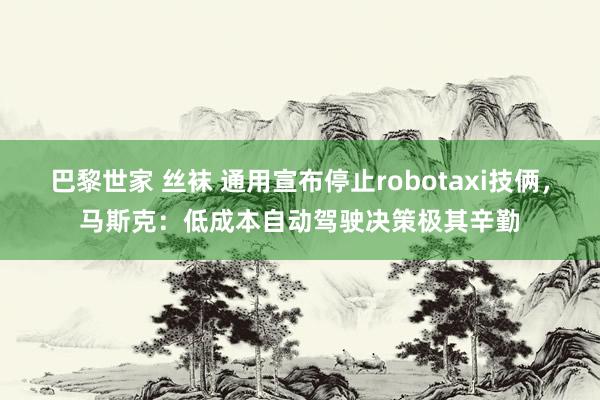 巴黎世家 丝袜 通用宣布停止robotaxi技俩，马斯克：低成本自动驾驶决策极其辛勤