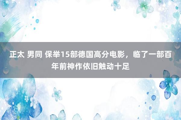 正太 男同 保举15部德国高分电影，临了一部百年前神作依旧触动十足