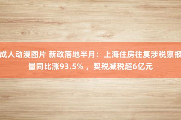 成人动漫图片 新政落地半月：上海住房往复涉税禀报量同比涨93.5% ，契税减税超6亿元