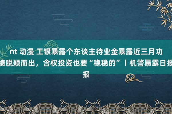 nt 动漫 工银暴露个东谈主待业金暴露近三月功绩脱颖而出，含权投资也要“稳稳的”丨机警暴露日报