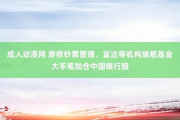 成人动漫网 摩根钞票管理、富达等机构旗舰基金大手笔加仓中国银行股