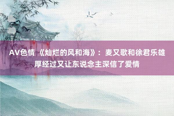 AV色情 《灿烂的风和海》：麦又歌和徐君乐雄厚经过又让东说念主深信了爱情