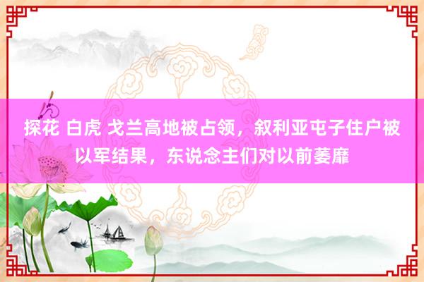 探花 白虎 戈兰高地被占领，叙利亚屯子住户被以军结果，东说念主们对以前萎靡