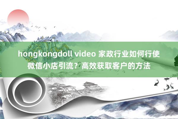 hongkongdoll video 家政行业如何行使微信小店引流？高效获取客户的方法