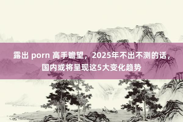 露出 porn 高手瞻望，2025年不出不测的话，国内或将呈现这5大变化趋势