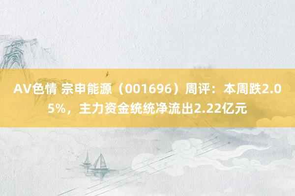 AV色情 宗申能源（001696）周评：本周跌2.05%，主力资金统统净流出2.22亿元